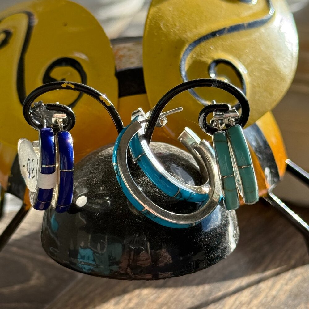 Turquoise or lapis inlay earrings